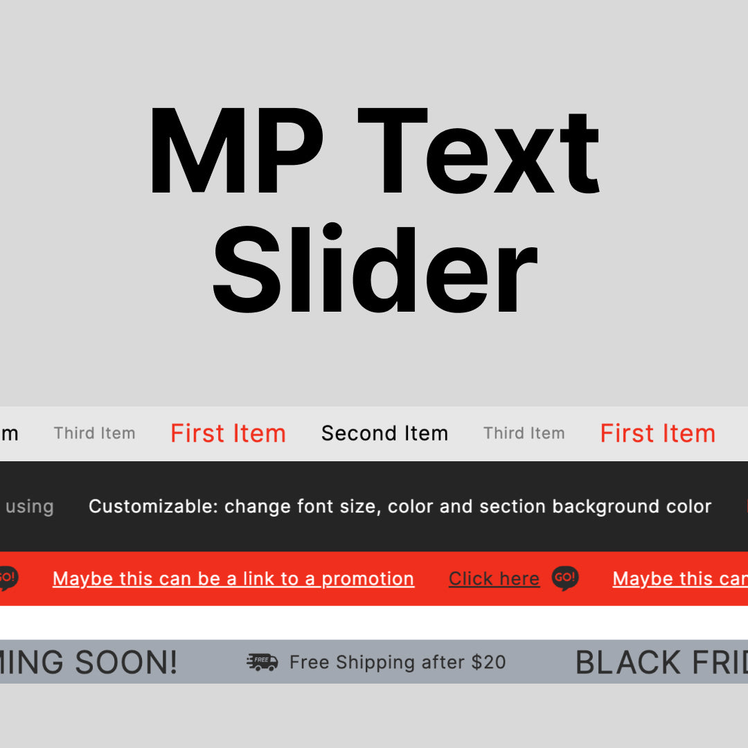 MP Text Slider – Customizable Text & Icon Marquee Section for Shopify